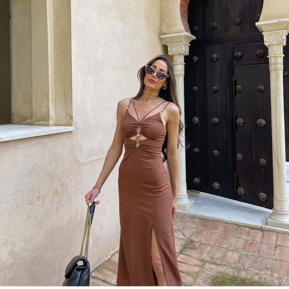 Zara RUSTIC SLIP DRESS - Picture 9 of 12